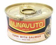 NUNAVUTO無榖物吞拿魚片伴三文魚貓罐頭80g