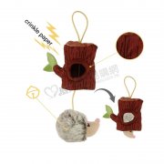 GiGwi刺猬樹洞拉繩響紙貓玩具