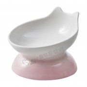伊豆國 高腳貓臉陶瓷碗粉色