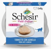 Schesir吞拿魚羊肉雞肉雙層慕斯貓罐頭2x40g (x6pcs)