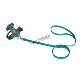 皮革工字貓貓胸背帶牽引繩-綠
