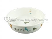 Marukan圖案陶瓷貓食物碗