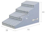 Woolly格子寵物樓梯4層-藍38x70x44cm