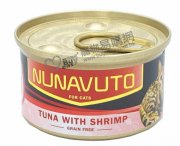 NUNAVUTO無榖物純吞拿魚伴蝦肉貓罐頭80g
