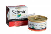 Schesir全天然吞拿魚及鮮蝦飯貓罐頭85g