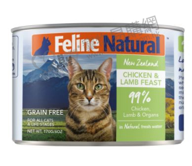 FelineNatural雞肉羊肉盛宴貓主食罐頭170g - 點擊圖像關閉