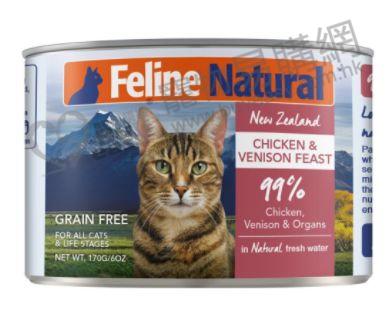 FelineNatural雞肉鹿肉盛宴貓主食罐頭170g - 點擊圖像關閉